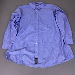 Alexander Lloyd Dress Shirt Mens 20 Tall 37/38 Blue Plaid Long Sleeve Button Up*